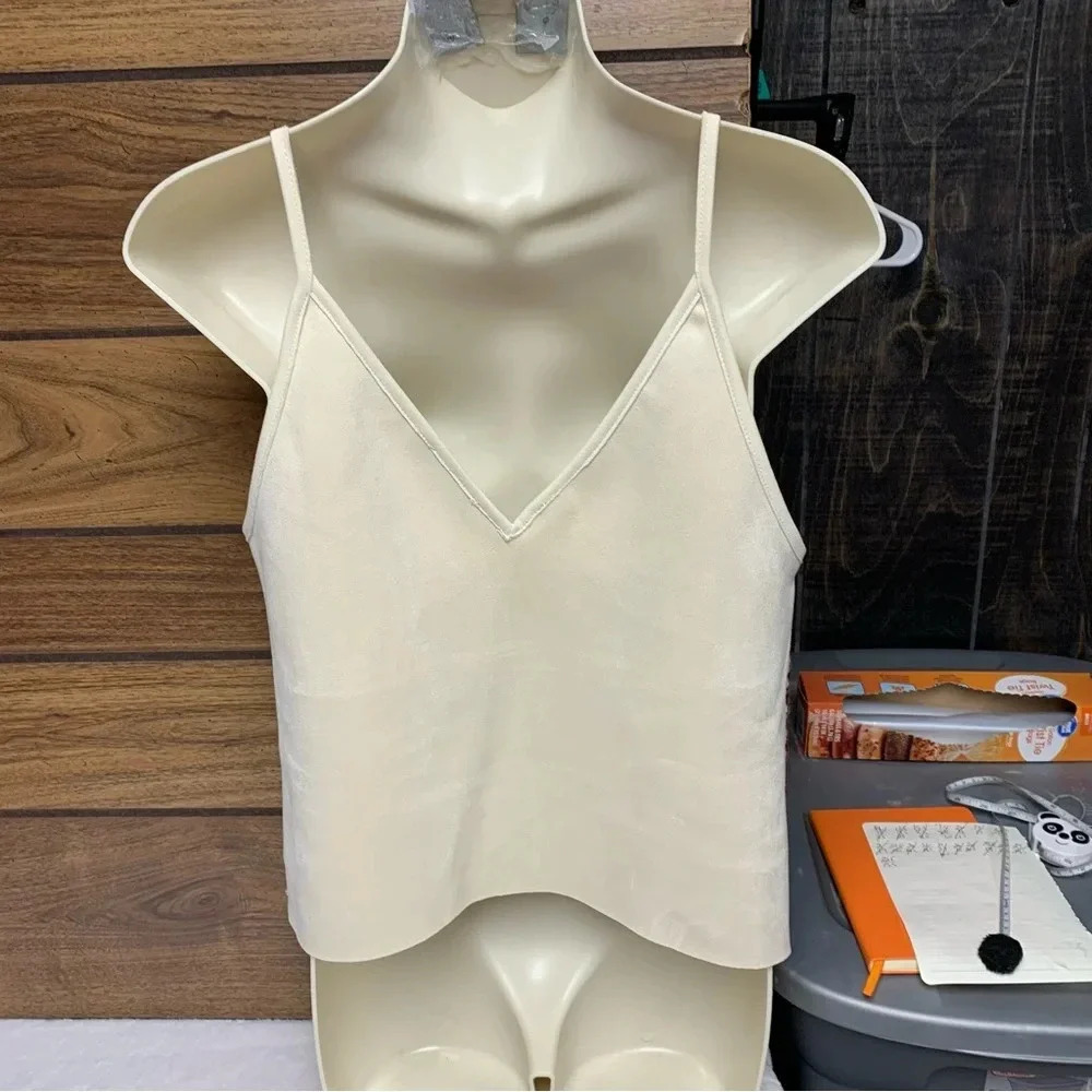 Zara Basic Houndstooth Tank Top Size Small Solid … - image 4